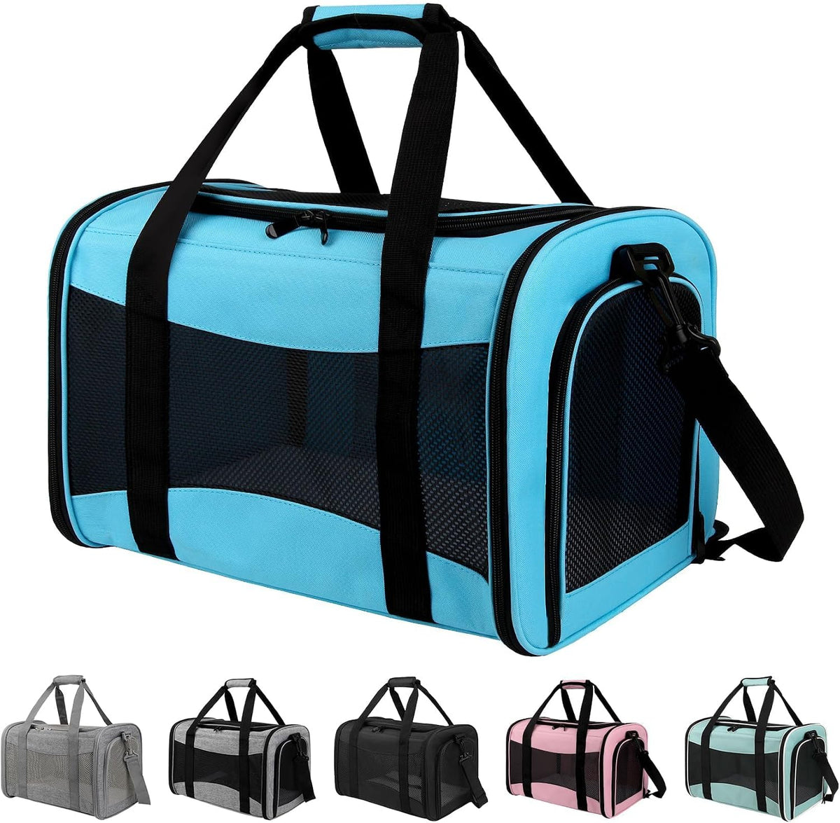 Cat Dog Carriers Soft-Sided - 17.0"L x 11.0"W x 11.0"H / blue