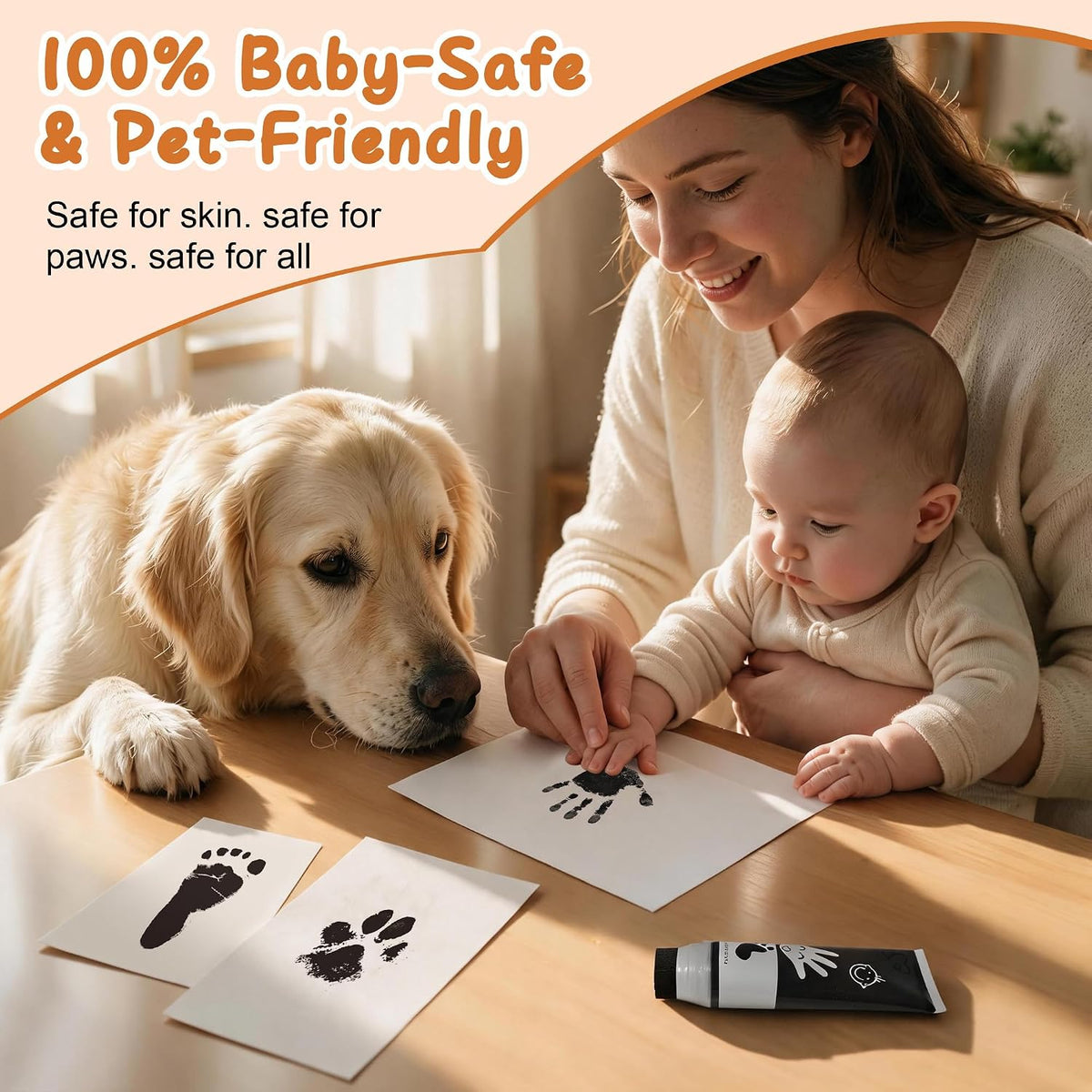 Sortnic black washable baby hand and footprint paint bottle with sponge head - view 3