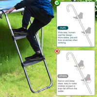 HBTower 3-Step Trampoline Ladder with Wide Flat Steps - 2-step
