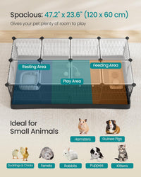SONGMICS Pet Playpen with Floor, Small Animal Playpen – Essentials for Small Pets - Black / 20 Panels - 48.4"L x 24.8"W x 16.3"H - image 3