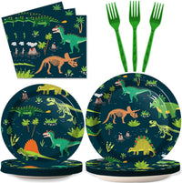 Tevxj navy blue and silver happy birthday tableware set with plates, napkins and forks for 24