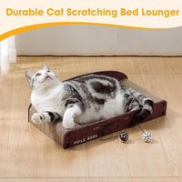 Poils Bebe 21 Inch Sofa Cat Scratcher, Small Cat Scratcher Cardboard with Bell Balls, Durable Couch Lounger for Indoor Cats, Cat Scratch Furniture Protector with Catnip, Cat Toys