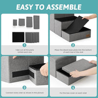 Dog Stairs with Storage, 4-Step Wider Sturdy Dog Steps for Small/Medium/Large Dogs and Older Cats, Folding Doggie Ramp for Bed/Couch/Car Hold Up to 180 lbs (22" H, Grey)