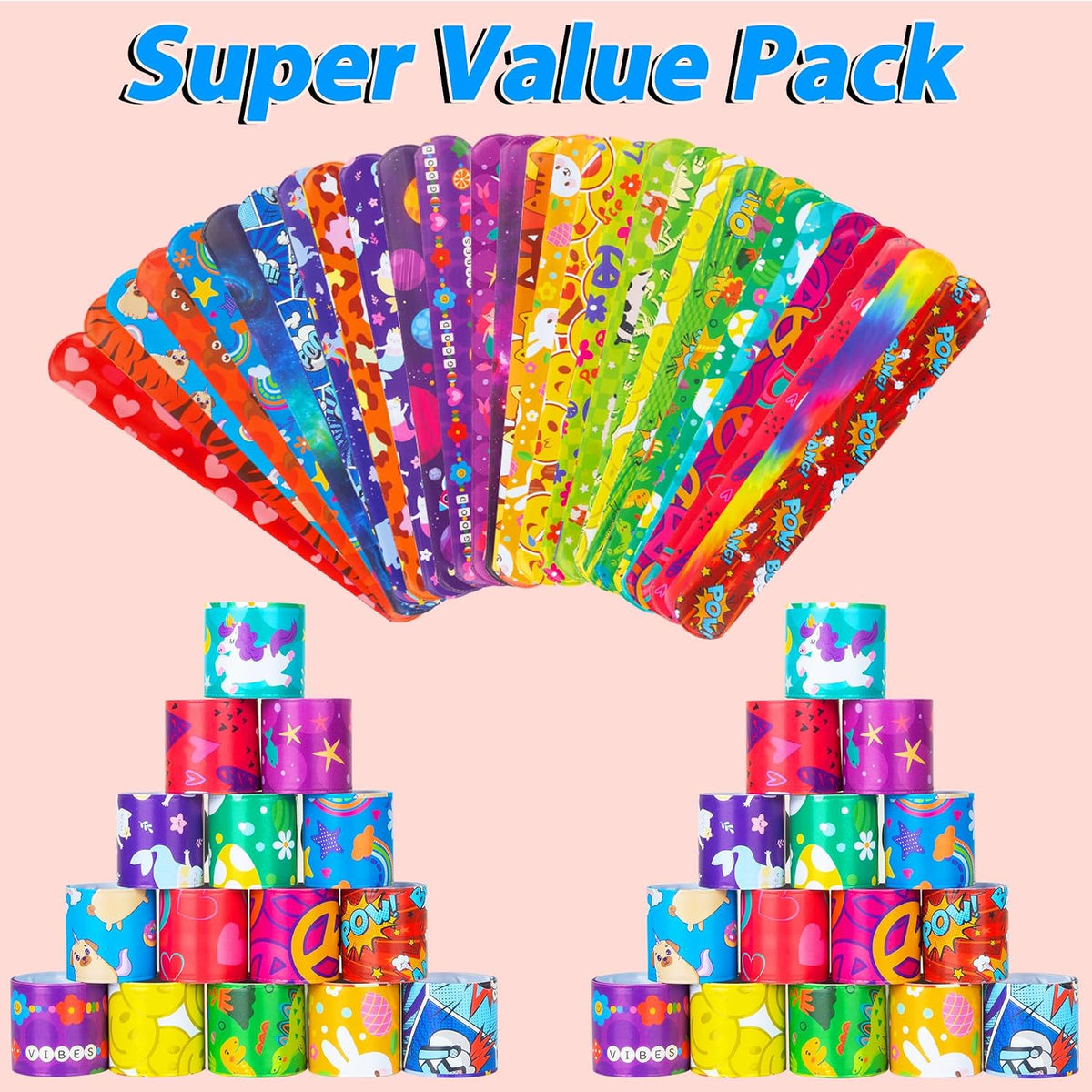 RICEDUO 60 Pcs Slap Bracelets for Kids - image 4