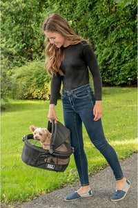 Pet Gear No-Zip View 360 Ultra Lite Pet Safety Carrier & Car Seat for Small Dogs & Cats Push Button Entry, 15", Onyx