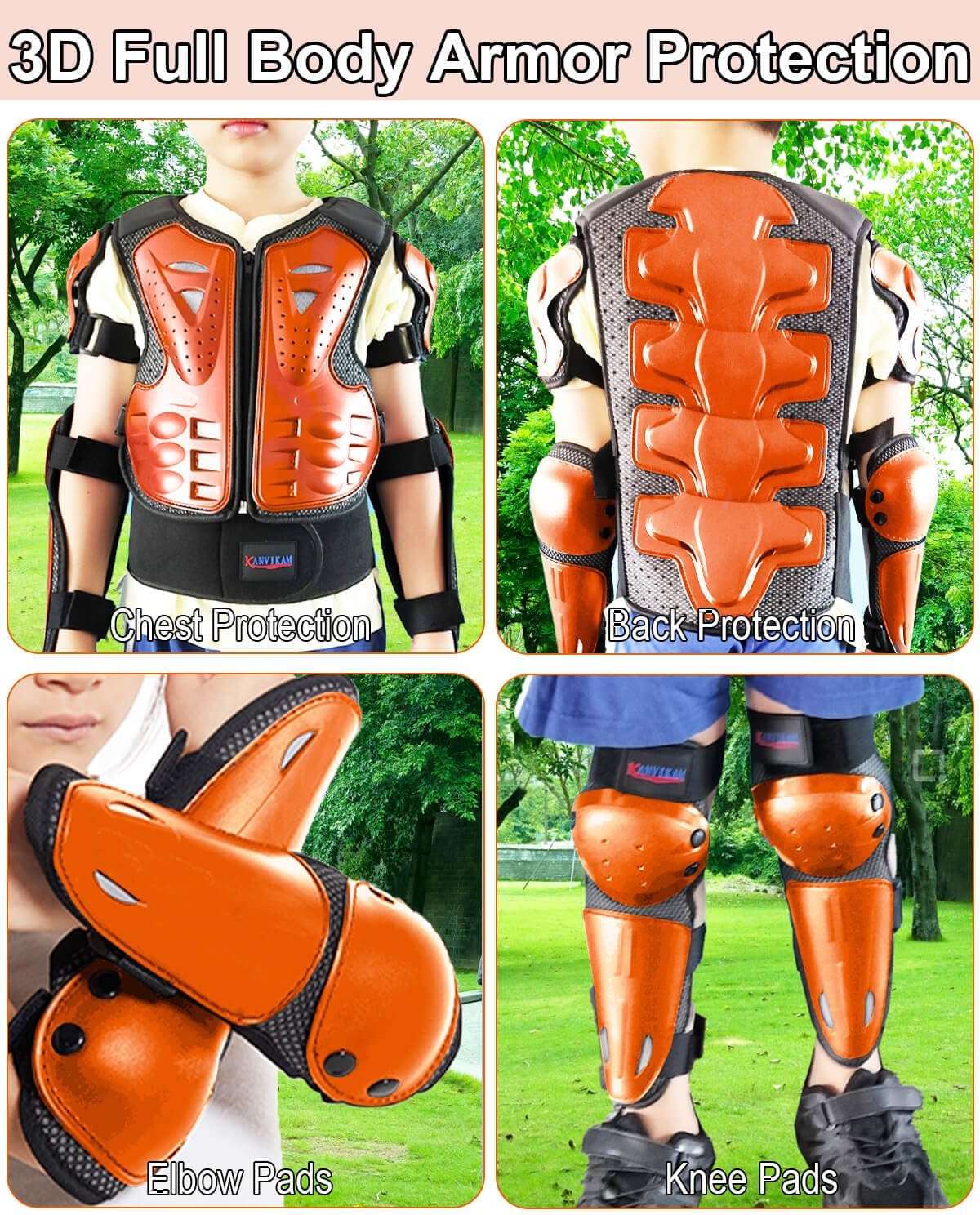 DBaoXiaoMu kids dirt bike gear armor vest suit with chest, back, knee and elbow protection - view 25