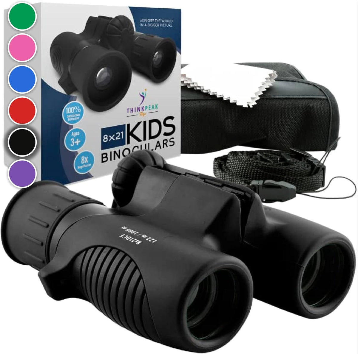 Think Peak Blue Binoculars Science Toy for Kids Ages 3-12 Years - Black