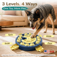 Large 3-Level Dog Puzzle Toy - Yellow-Blue - image 2