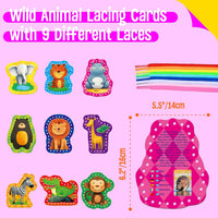 SpriteGru 9 Pieces Kids Lacing Cards - Wild Animal - image 2