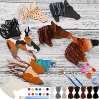 Geelin 24 unfinished wooden horse cutouts with paints, brushes and colored yarn - view 3