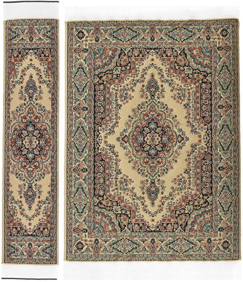 iLAND Dollhouse Rug 1/12 Scale Woven Miniature Carpet 2pcs Fragrance – Fun for Kids & Family - 2pcs Admiration