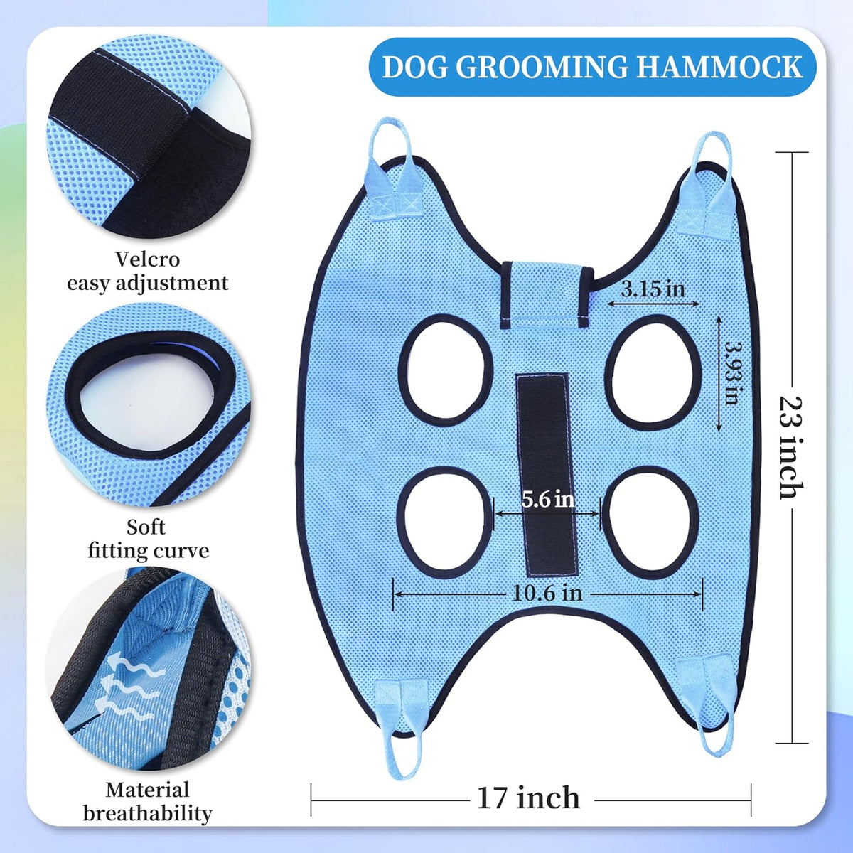 PatiencET Dog Grooming Hammock Kit – Essentials for Dogs - Cerulean / S (17 LB Max) - image 2