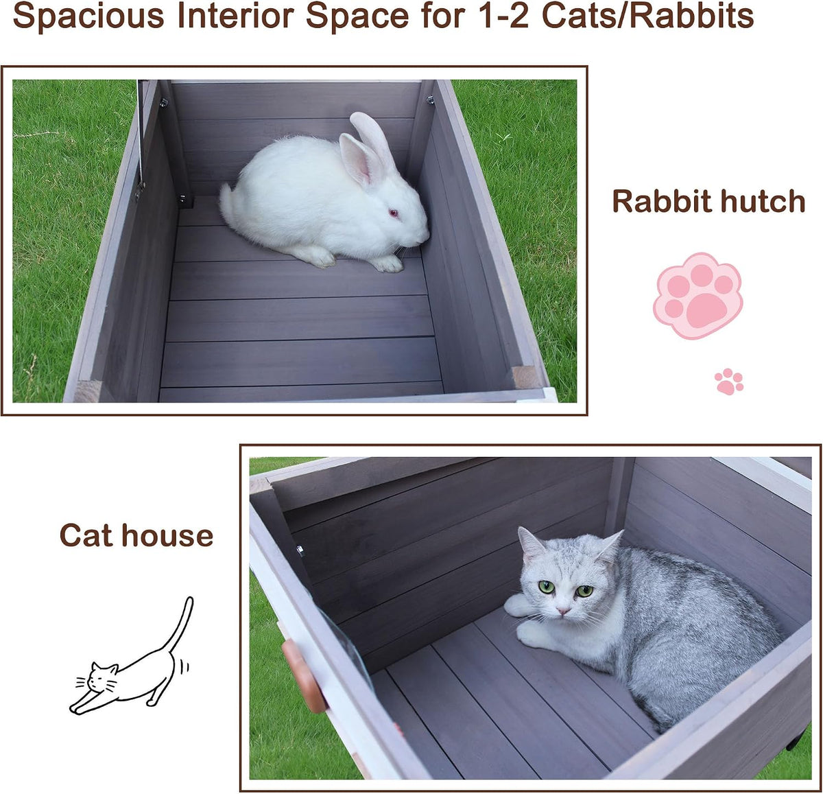 Cat House for Outdoor Cats - Grey(with Mat) - image 4