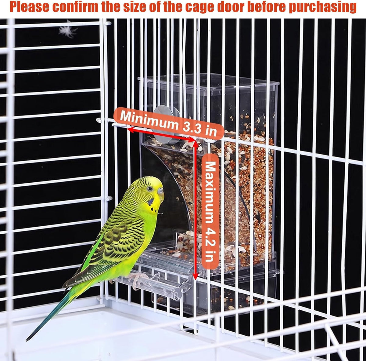 No Mess Bird Feeder for Cage Automatic Small Bird Food Container - Transparent / 2Pcs - image 4