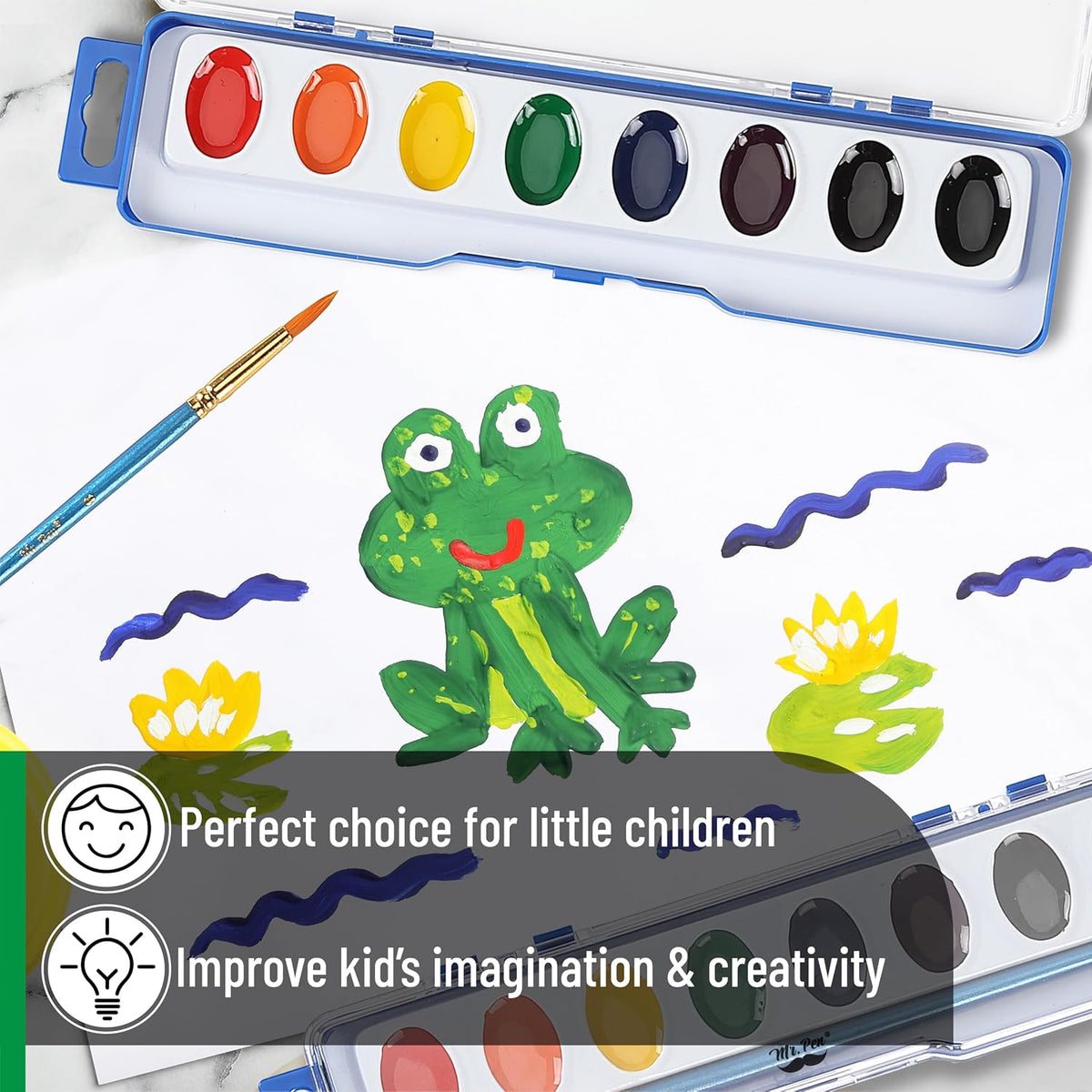 Mr. Pen, Washable Watercolors, 8 Colors with Paint Brush - 2 Pack - image 4