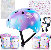 Unicorn Catcher Kids Helmet and Knee Pads Set - Blue Purple / Small: 3-8 year
