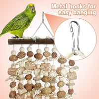 PINVNBY Large Parrot Toys Natural Nuts Corn Cob Wooden Chewing Tearing Toy for African Grey Macaws Amazon Cockatoos Eclectus Conures Cockatiels Cockatoo and Large Medium Birds (Natural)