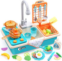 CUTE STONE Color Changing Play Kitchen Sink Toys - Blue