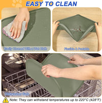 Silicone Pet Feeding Mat with Raised Edge for Food and Water, Dog Bowl Mats, Cat Bowls Placemat with High Lip for Floor Waterproof, Rubber Tray for Cats and Dogs 19 x 12 x0.7 Light Olive Green