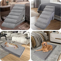 Dog Stairs & Steps for High Beds 30-36 inches High Tall, LitaiL Pet Stairs/Steps for High Beds 34 inch High for Small Large Dogs, Non-Slip 7 Steps Dog Ramps for Old Dogs/Cats