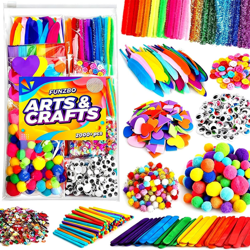 FUNZBO 2000Pcs+ Arts & Crafts Supplies Kit for Kids - Crafts Kit (Large)