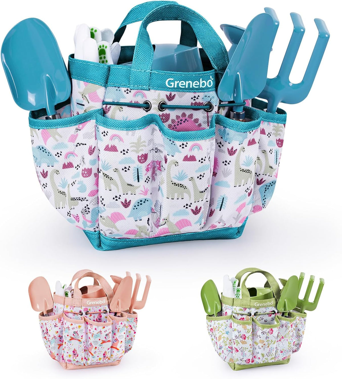 Grenebo 8-Piece Kids Gardening Set with Garden Tools for Kids - B-blue
