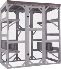 Aivituvin Catio Outdoor Cat Enclosure Large Cat House for Mulitiple Cats Walk in Kitty Cage with Tarp Roof 70"