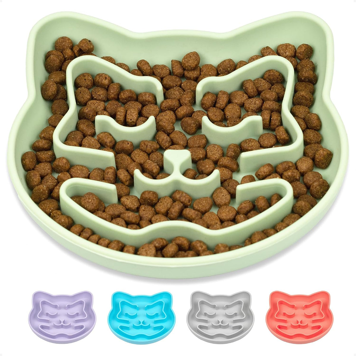 Slow Feeder Cat Bowl, Cat Puzzle Feeder for Slow Eating - Matcha