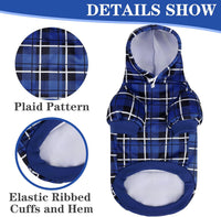 Plaid Dog Hoodie - British Style Warm Dog Sweater Shirt with Leash Hole,Pitbull Clothes - Navy Blue / S-Medium - image 4