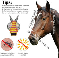 Frienda 4 Pieces Horse Fly Masks with Ears Face Covering UV Protection from Insect Pests Elasticity Smooth Comfortable Mesh Horse Mask Accessories(Geometric,Medium)