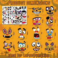 Aowplc Halloween pumpkin face stickers for kids, 32 small faces on vinyl sheets - view 6