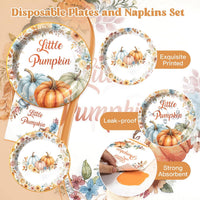 yunhuatdm 180 piece cute ghost Halloween plates and napkins set, black and white - view 24