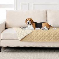 FunFurry Waterproof Dog Blanket, Couch Cover for Dogs Washable - 30 X 53 Inch - 1 Pack / Dark＆light Beige