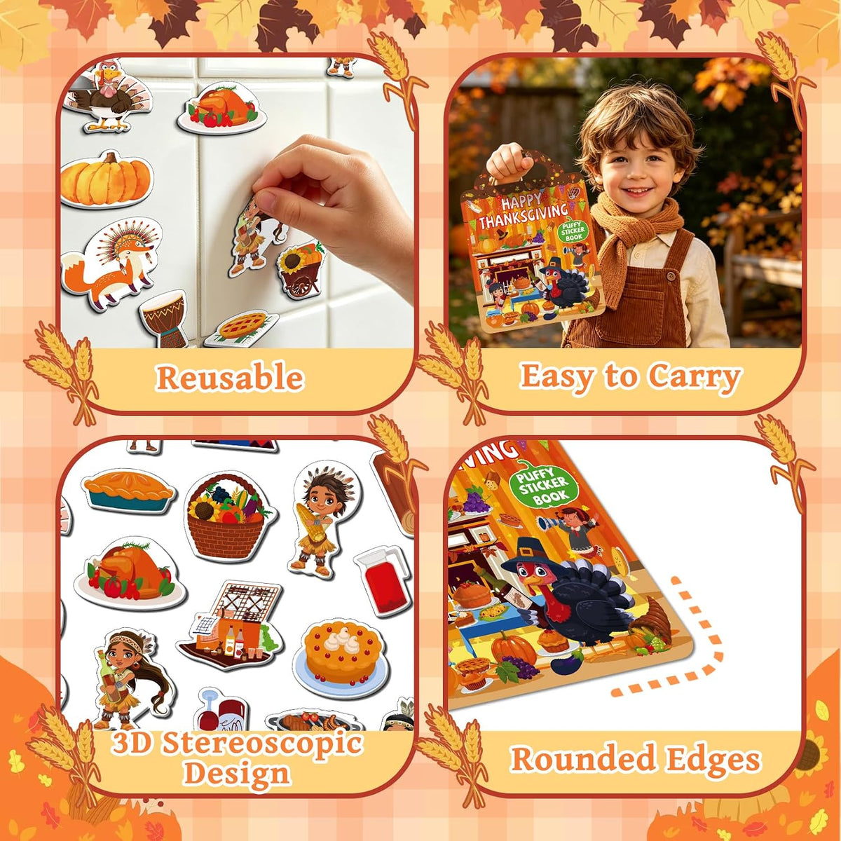 Kalysky 3 pack Halloween reusable sticker books for toddlers with handles - view 10