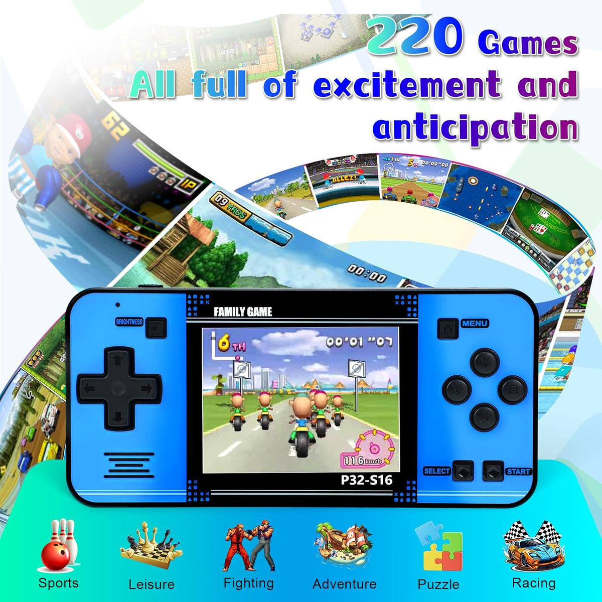 Handheld Electronic Toy for Kids - Black+blue - image 2