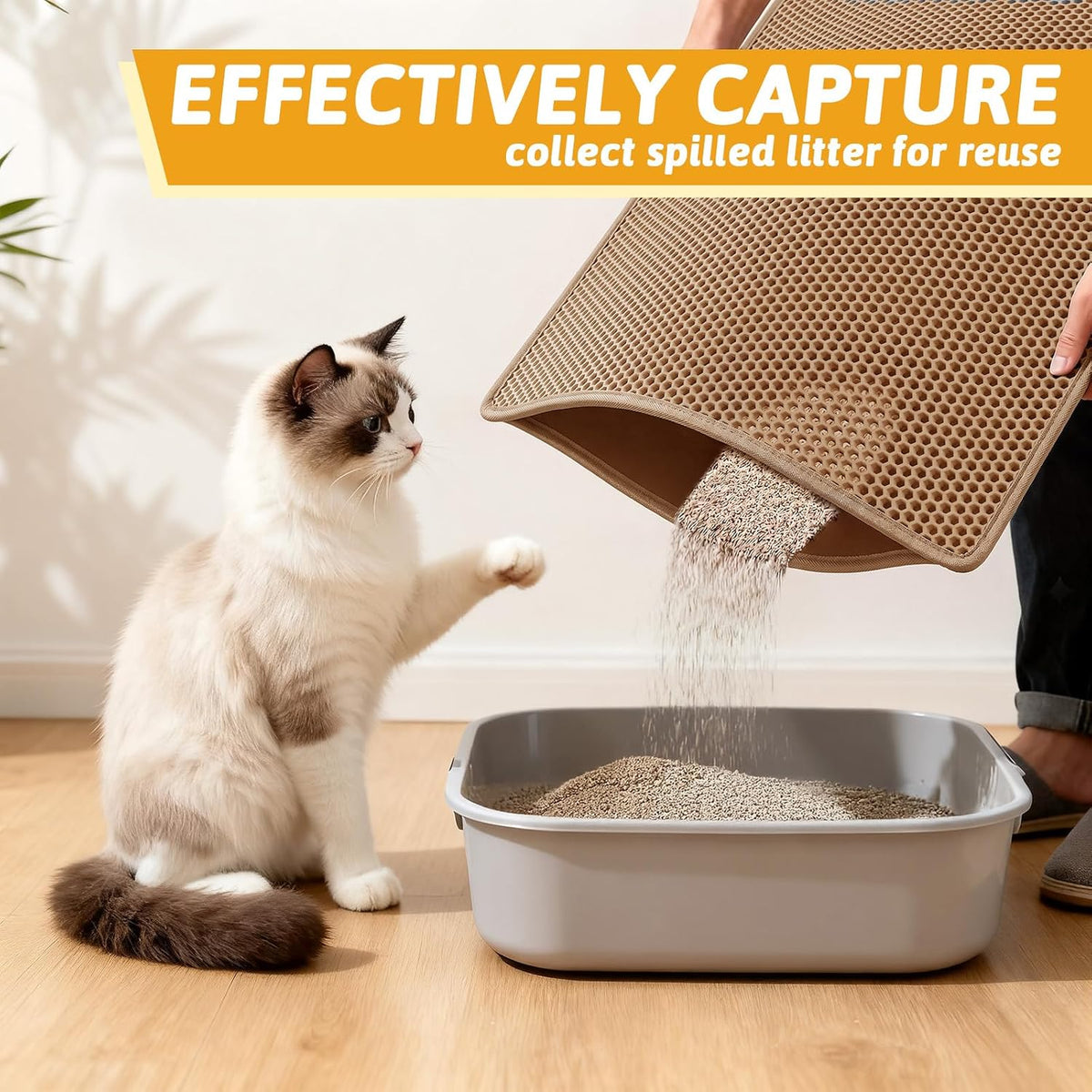 Pieviev Cat Litter Mat, Double-Layer Waterproof Litter Trap - Brown / 30x24 Inch - image 3
