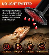 REPTI ZOO 100W Reptile Heat Lamp 2Pack Ceramic Heat Emitter Night - 60W/2PCS - image 3