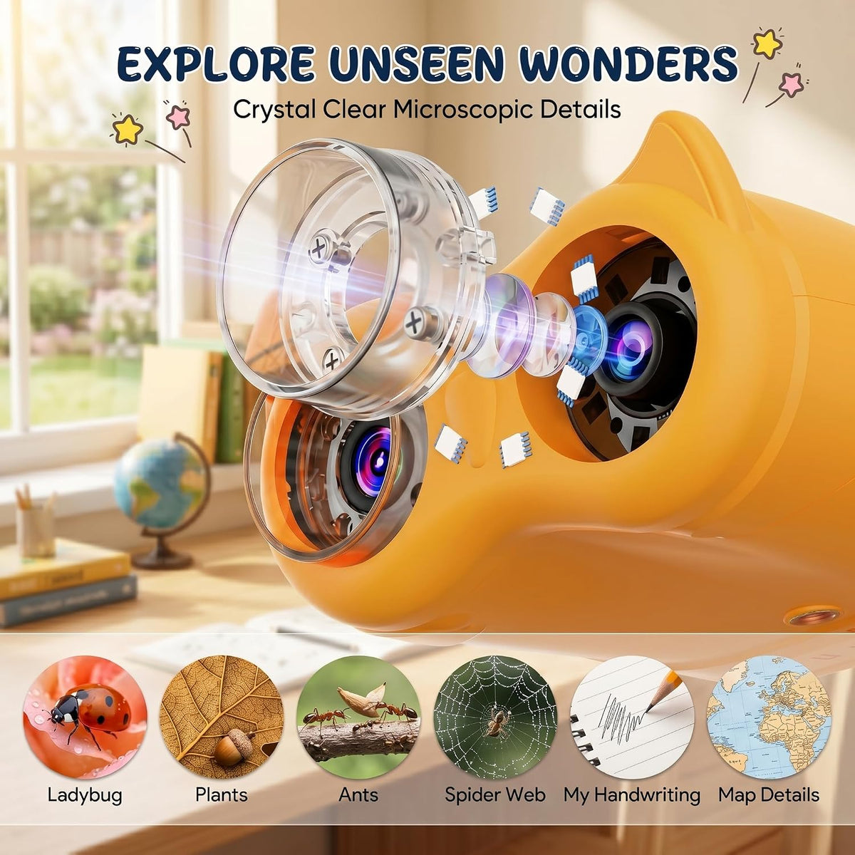2-in-1 Kids Microscope and Telescope - Yellow - image 3