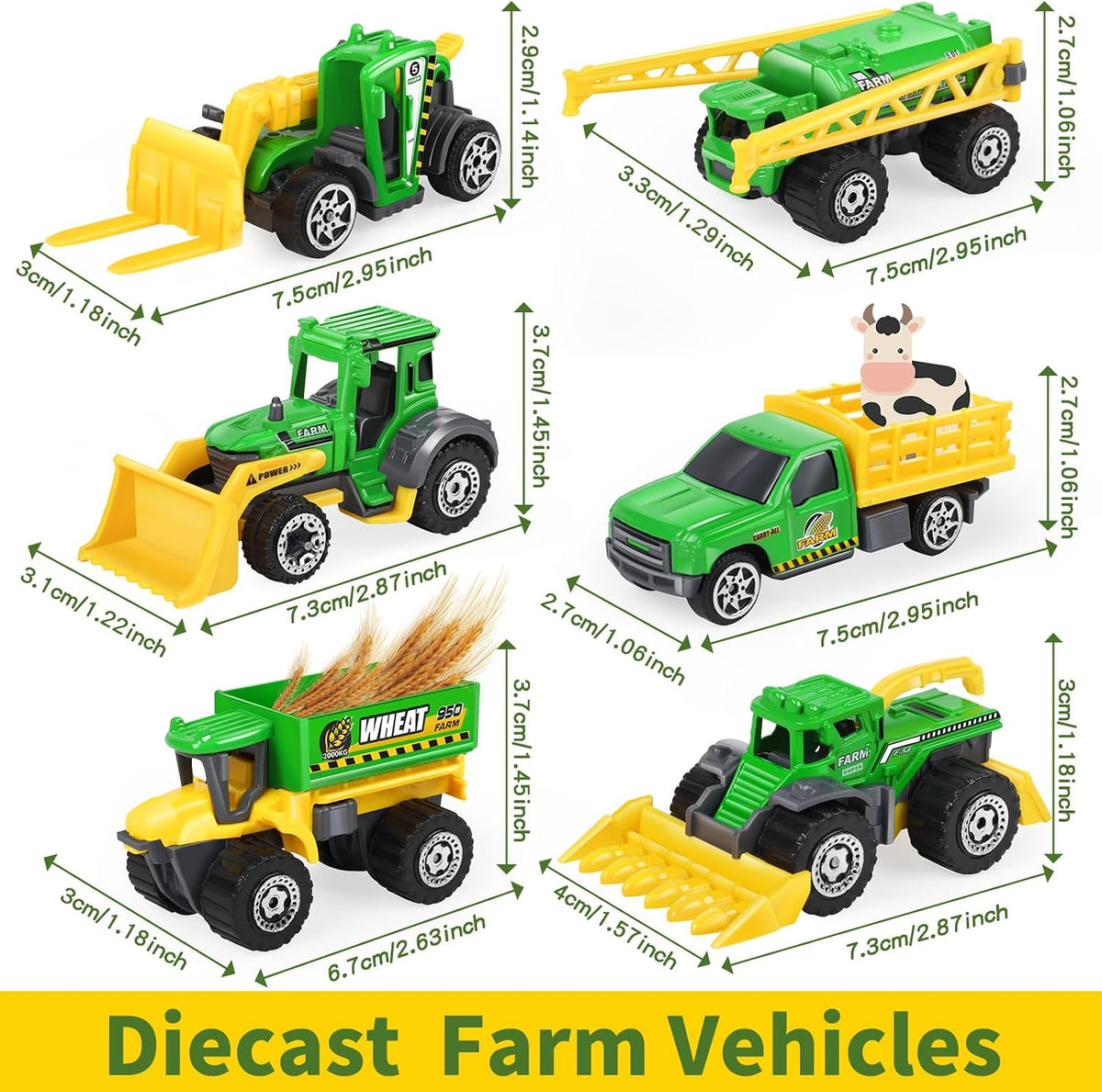 Oriate set of 6 diecast construction vehicles including excavator and bulldozer - view 19