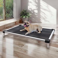 FXW TitanNest Chew-Proof Elevated Dog Bed, Raised Cot for Indoor/Outdoor/Camping Use, Durable & Waterproof Cooling Pet Bed for Small Dogs, 35.0" L x 22.0" W x 4.5" H, Black