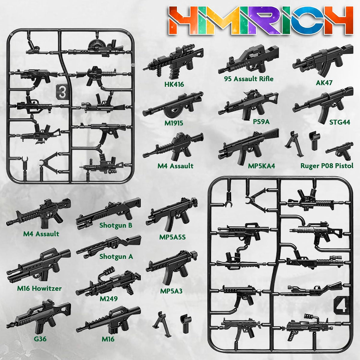 Weapons Pack Military Toy Set Building Blocks Model for Soldier - 73 PCS-Weapons - image 3
