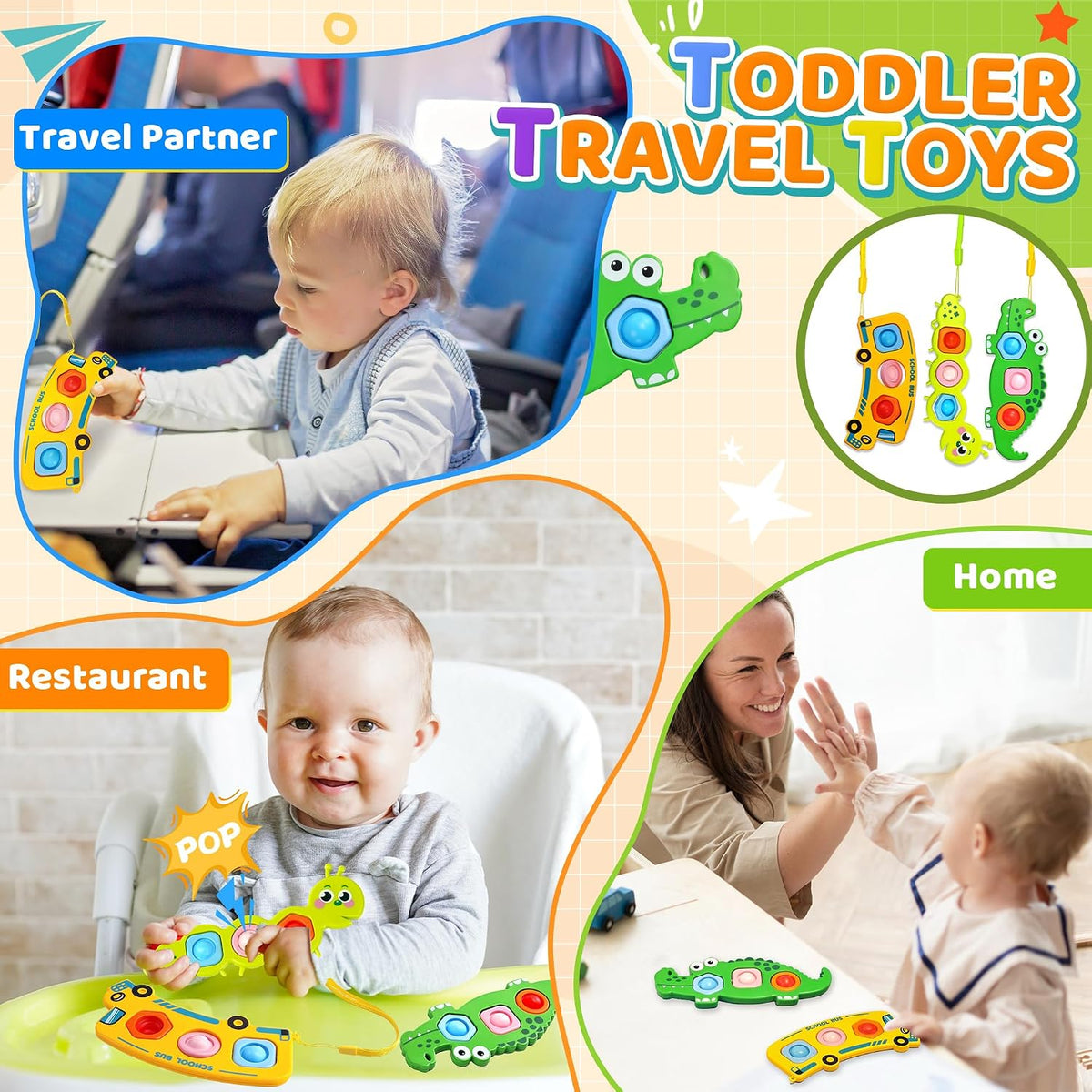 3PC Fidget Popper Sensory Toys Airplane Travel Activities - Style 1 - image 3