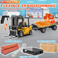 1:24 RC Forklift Toy for Kids - Yellow / 1:24 Scale with Trailer (18.5×4×6.3 inch) - image 2