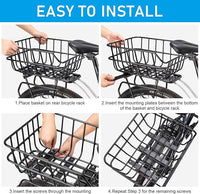 CXWXC Rear Bike Basket - Bicycle Rear Basket with Cargo Net and Waterproof Cover - Rear Mount Aluminium Bike Basket Large Capacity