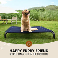 Elevated Dog Bed, Raised Outdoor Dog Bed for Large Sized Dogs, Portable Cooling Pet Cot with Breathable & Washable Mesh, Indoor & Outdoor Pet Hammock with Skid-Resistant Feet.
