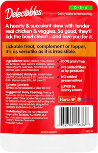 Hartz Delectables Stew Lickable Wet Cat Treats for Adult & Senior Cats, Chicken & Veggies, 1.4 Ounce (Pack of 12) (Packaging may vary)