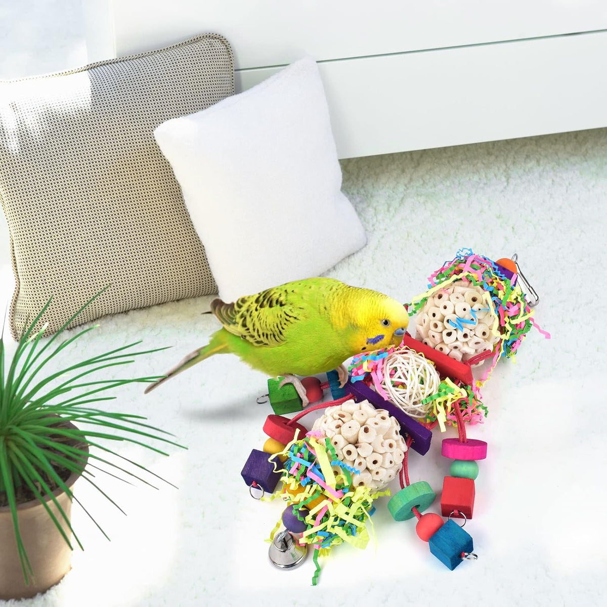 Bissap 2PCS Conure Toys, Foraging Bird Chew Sola Balls Toy for Small Parrot – Essentials for Birds - 1 PCS - image 4