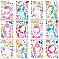 24 Sheets Make a Face Stickers for Kids Toddlers Party Favors Crafts – Fun for Kids & Family - Unicorns
