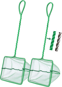 2 Pack Aquarium Fish Net Fine Mesh Quick Catch Tank Skimmer 5 Inch – Essentials for Fish - Green / 5" (2-Pack)