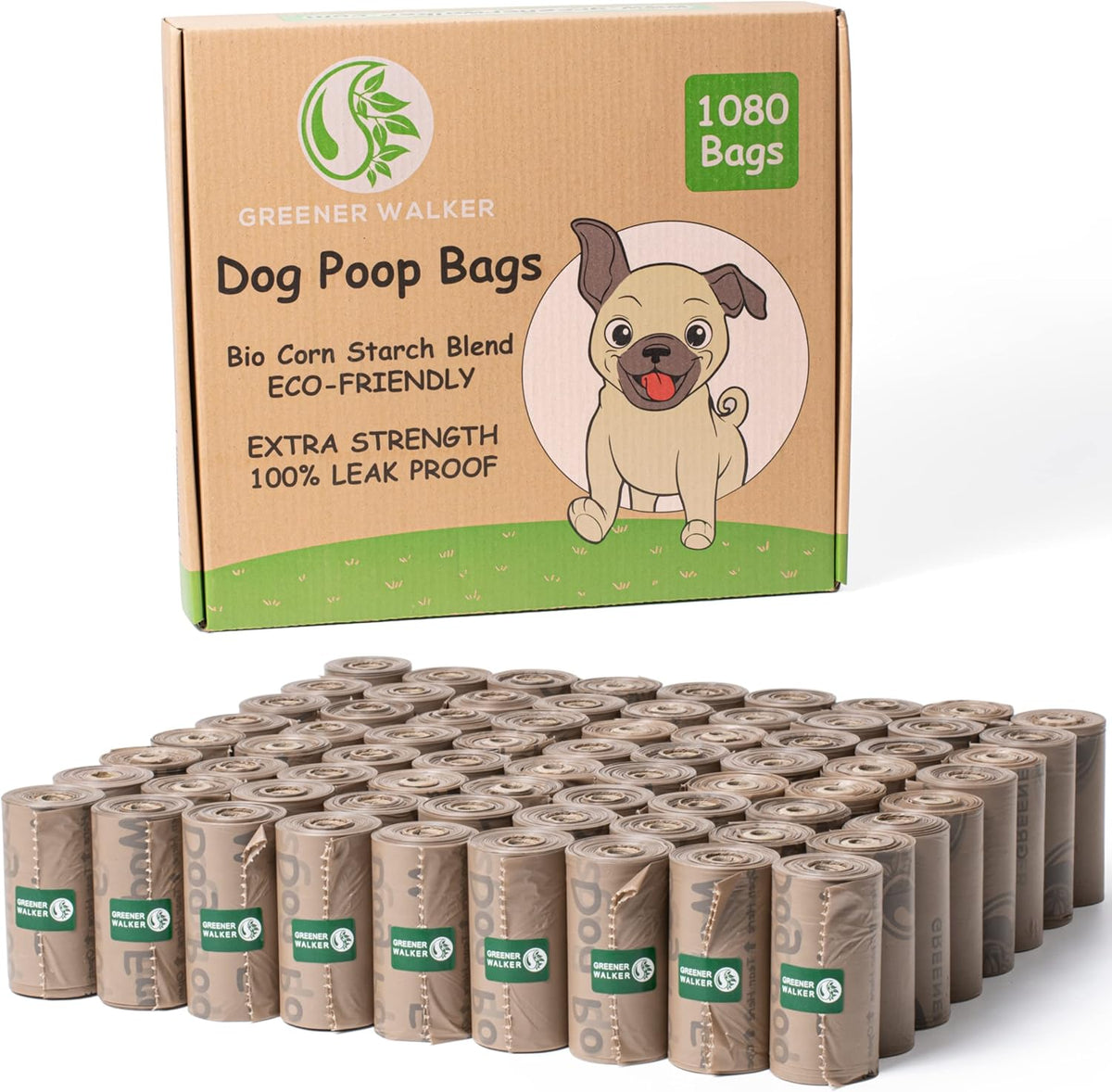 Greener Walker Poop Bags for Dog Waste-540 Bags - Brown / 1 Count (Pack of 1080)
